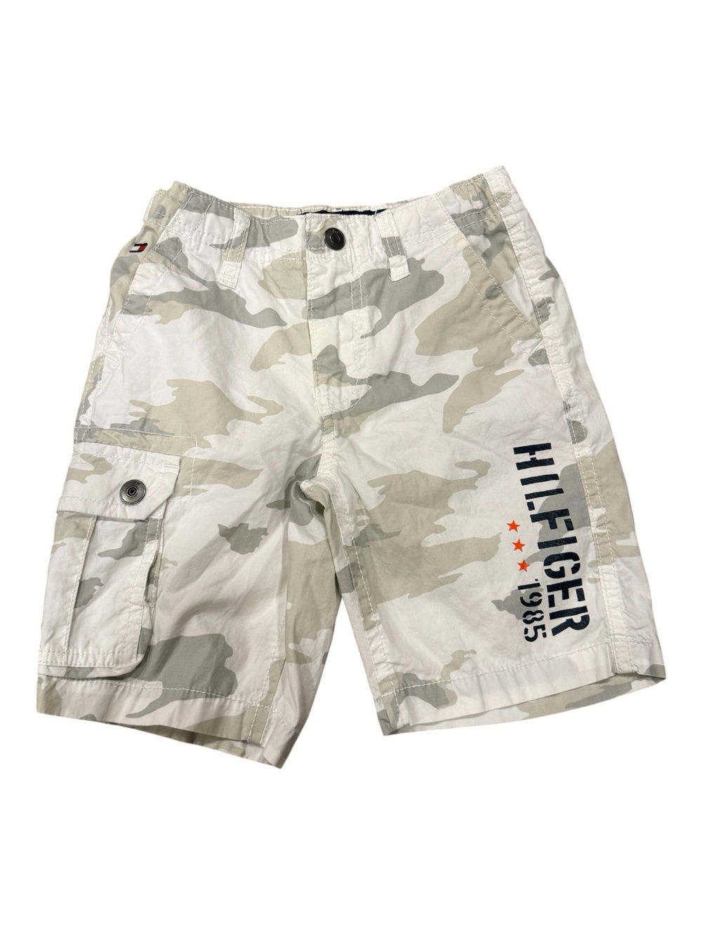 Tommy Hilfiger Toddler Boys Cargo Shorts White Camo Logo Size 3T